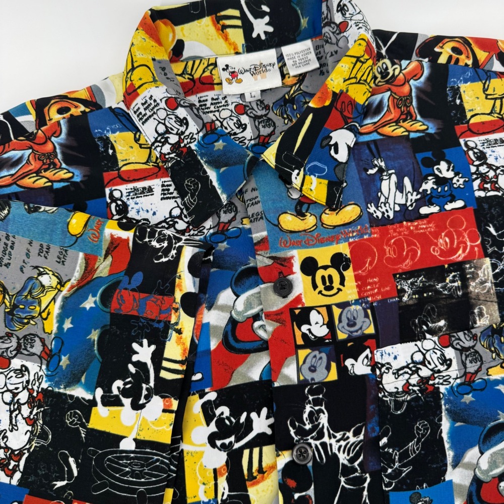 Vintage Walt Disney World Mickey Mouse Collage Shirt Mens Large Short Sleeve 90s